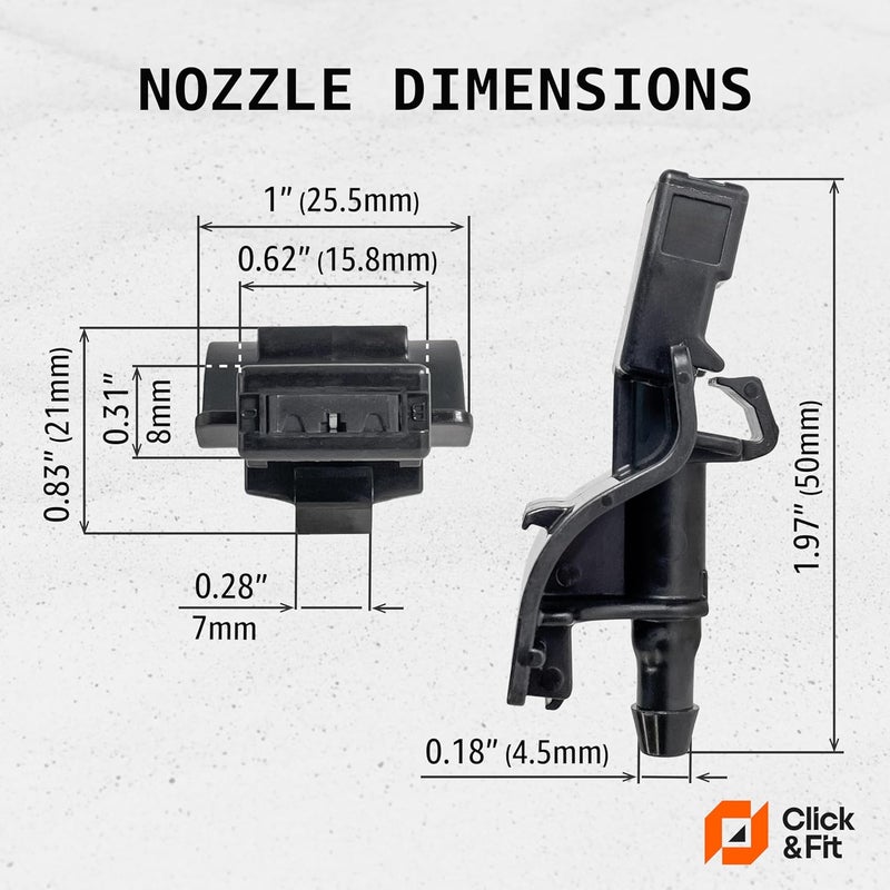 Click&Fit فوهات غسيل الزجاج الأمامي متوافقة مع تويوتا 2007-2023 كامري كورولا RAV4 هايلاندر توندر، لكزس RX350 IS250 GX460 – رشاشات غسيل المساحات تستبدل 85381-12300، (مروحة، 2 قطعة) - Image 4